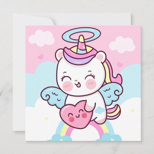Cute Unicorn Holiday Kaart (Voorkant)
