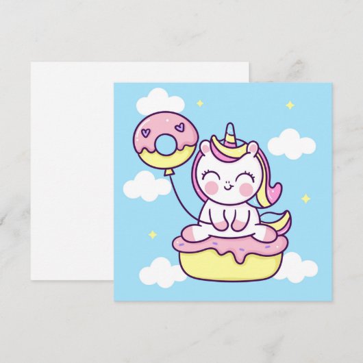 Cute Unicorn Holiday Kaart (Voorkant / Achterkant)