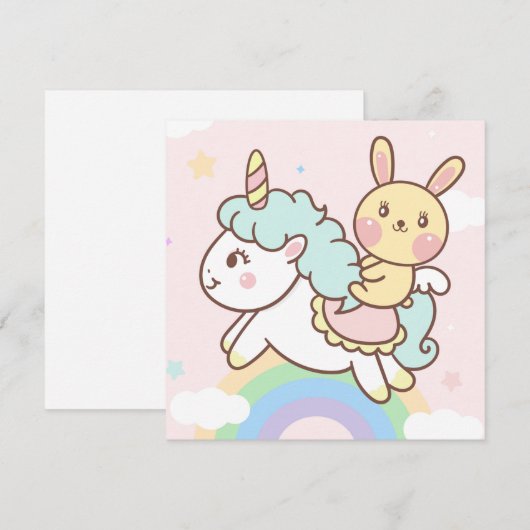 Cute Unicorn Holiday Kaart (Voorkant / Achterkant)