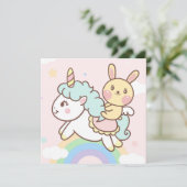 Cute Unicorn Holiday Kaart (Staand voorkant)
