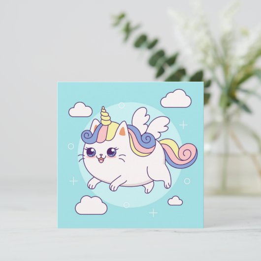 Cute Unicorn Holiday Kaart (Staand voorkant)