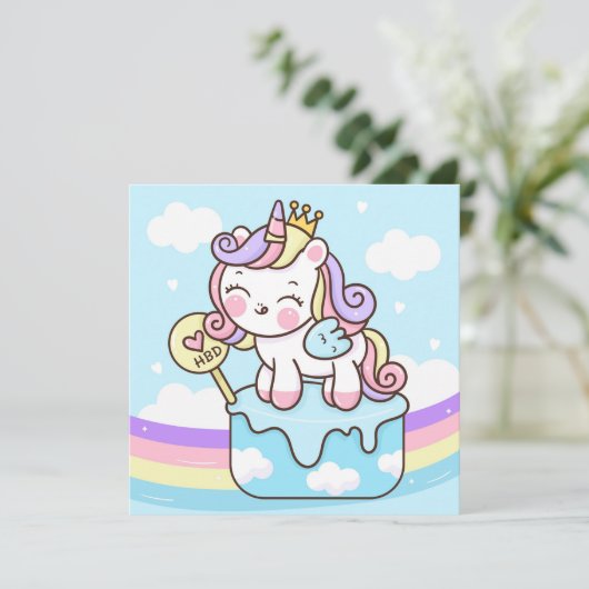 Cute Unicorn Holiday Kaart (Staand voorkant)