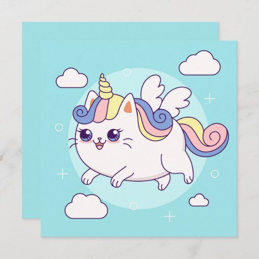 Cute Unicorn Holiday Kaart (Voorkant / Achterkant)