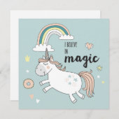 Cute Unicorn Holiday Kaart (Voorkant / Achterkant)