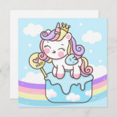 Cute Unicorn Holiday Kaart (Voorkant / Achterkant)