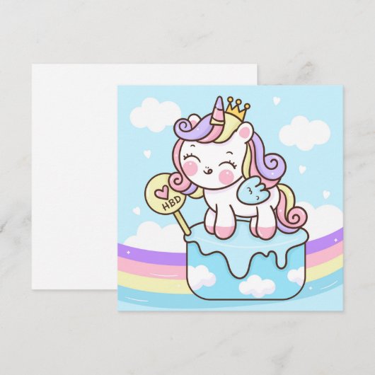 Cute Unicorn Holiday Kaart (Voorkant / Achterkant)