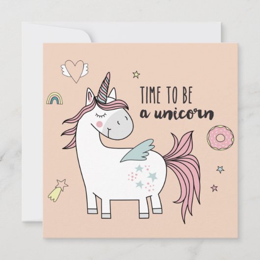 Cute Unicorn Holiday Kaart (Voorkant)