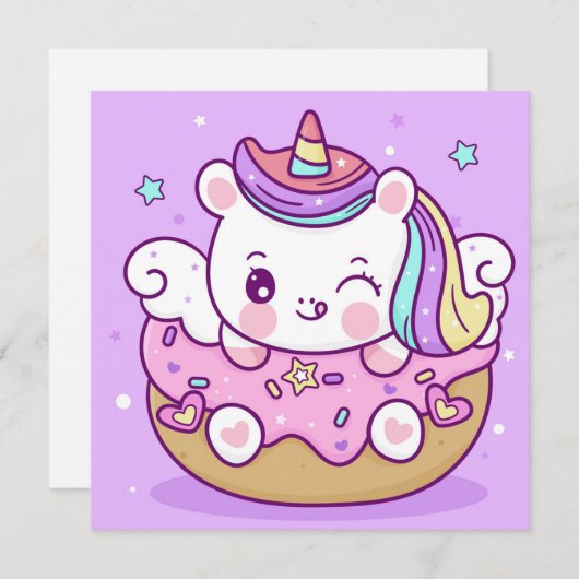 Cute Unicorn Holiday Kaart (Voorkant / Achterkant)