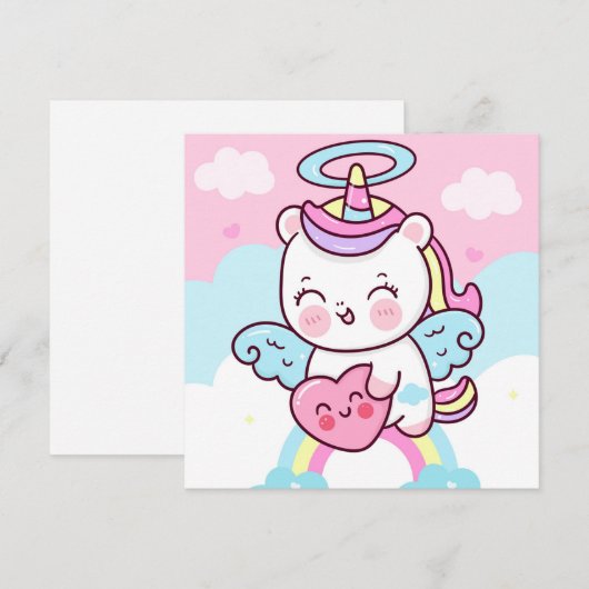 Cute Unicorn Holiday Kaart (Voorkant / Achterkant)