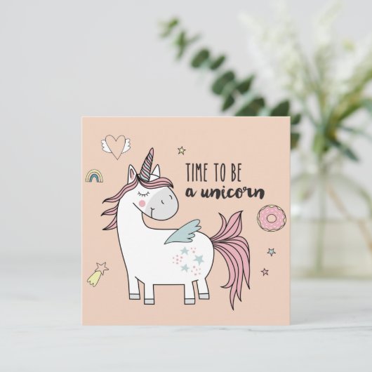 Cute Unicorn Holiday Kaart (Staand voorkant)