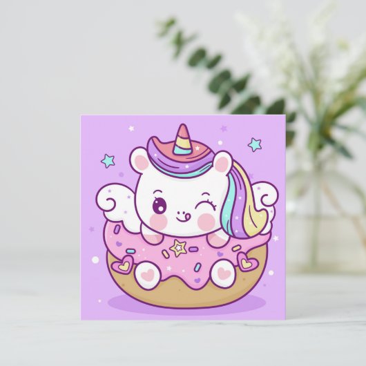Cute Unicorn Holiday Kaart (Staand voorkant)