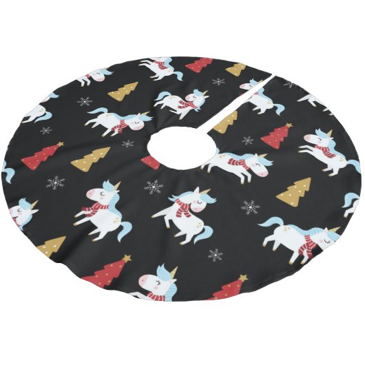 Cute Unicorn Holiday Patroon Kerstboom Rok (Gekanteld)