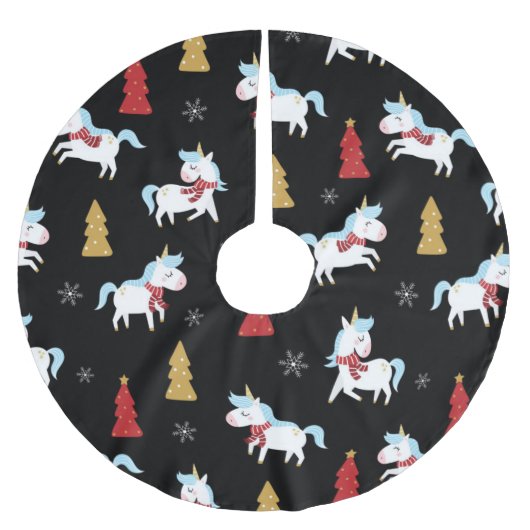 Cute Unicorn Holiday Patroon Kerstboom Rok (Voorkant)