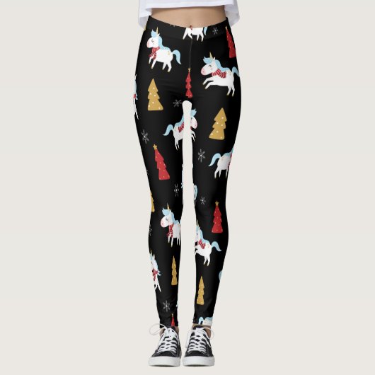 Cute Unicorn Holiday Patroon Leggings (Voorkant)