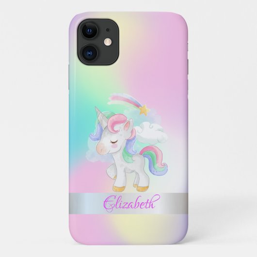 Cute Unicorn Holografische Ombre Case-Mate iPhone Case (Achterkant)