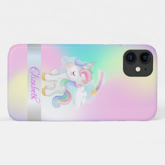 Cute Unicorn Holographic Ombre Case-Mate iPhone Case (Achterkant (horizontaal))