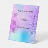 Cute Unicorn Holographic Pedestal Sign Reclamebord Met Voetstuk (Voorkant)