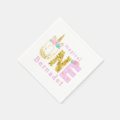 Cute Unicorn Horn 1st Birthday Gold Glitter Servet (Hoek)