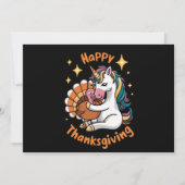 Cute Unicorn Hugs Turkey Happy Thanksgiving Girls Feestdagenkaart (Voorkant)