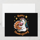 Cute Unicorn Hugs Turkey Happy Thanksgiving Girls Feestdagenkaart (Voorkant / Achterkant)