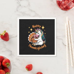 Cute Unicorn Hugs Turkey Happy Thanksgiving Girls Servet