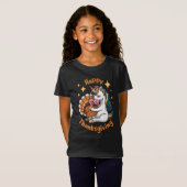 Cute Unicorn Hugs Turkey Happy Thanksgiving Girls T-shirt (Voorkant volledig)