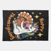 Cute Unicorn Hugs Turkey Happy Thanksgiving Girls Theedoek (Horizontaal)