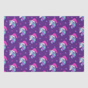 Cute Unicorn in Bright roze santa hat Tissuepapier