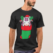 Cute Unicorn in de kerstsok met snoepriet T-shirt (Voorkant)
