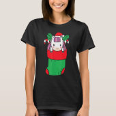 Cute Unicorn in de kerstsok met snoepriet T-shirt (Voorkant)