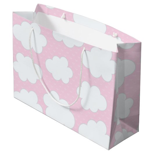 Cute Unicorn in de wolkenzak Large Cadeautasje (Achterkant Gekanteld)