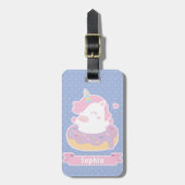 Cute Unicorn in Doughnut Girls Bagagelabel (Voorkant verticaal)