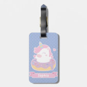 Cute Unicorn in Doughnut Girls Bagagelabel (Achterkant verticaal)