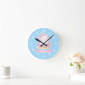 Cute Unicorn in Doughnut Girls Room Wall Clock Ronde Klok (Huis)
