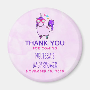 Cute Unicorn in Heart Shaped Glasses Baby shower Magneet