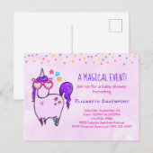 Cute Unicorn in Heart Shaped Glasses Baby shower Uitnodiging Briefkaart (Voorkant / Achterkant)