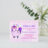 Cute Unicorn in Heart Shaped Glasses Baby shower Uitnodiging Briefkaart (Staand voorkant)