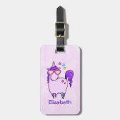 Cute Unicorn in Heart Shaped Glasses Bagagelabel (Voorkant verticaal)