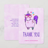 Cute Unicorn in Heart Shaped Glasses Bedankkaart (Voorkant / Achterkant)