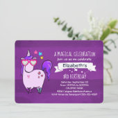 Cute Unicorn in Heart Shaped Glasses Birthday Kaart (Staand voorkant)