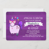 Cute Unicorn in Heart Shaped Glasses Birthday Kaart (Voorkant)