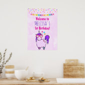 Cute Unicorn in Heart Shaped Glasses Birthday Poster (Keuken)