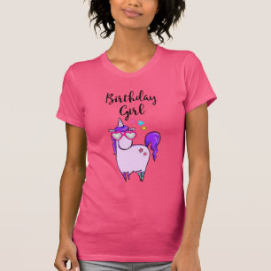Cute Unicorn in Heart Shaped Glasses Birthday T-shirt