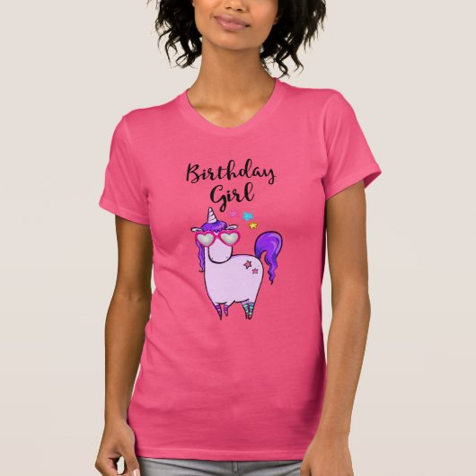 Cute Unicorn in Heart Shaped Glasses Birthday T-shirt (Voorkant)