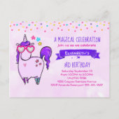 Cute Unicorn in Heart Shaped Glasses Birthday Uitnodiging Briefkaart (Voorkant)