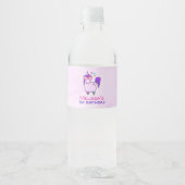 Cute Unicorn in Heart Shaped Glasses Birthday Waterfles Etiket (Voorkant)