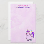 Cute Unicorn in Heart Shaped Glasses Briefpapier (Voorkant / Achterkant)