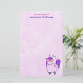 Cute Unicorn in Heart Shaped Glasses Briefpapier (Staand voorkant)