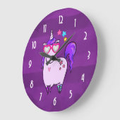 Cute Unicorn in Heart Shaped Glasses Grote Klok (Hoek)