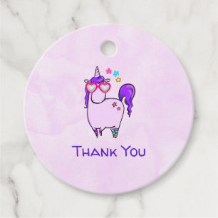 Cute Unicorn in Heart Shaped Glasses Hartelijk dan Bedankjes Labels
